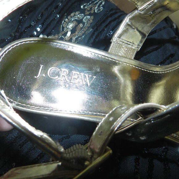 J.Crew  Metallic Gold Knotted Double-Bow Heeled Women’s 10M US/40U🆕📦⌚🏃🏻💨⚡🚚 - Picture 9 of 16